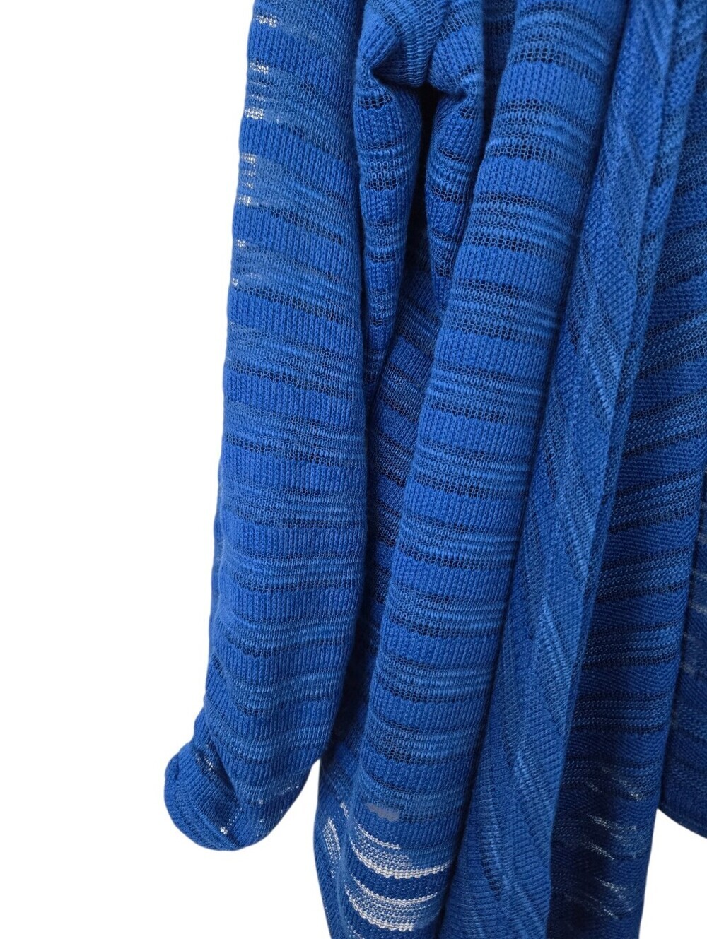 Rafaella Open Front Knit Cardigan XL Blue Sheer Stripe Lightweight Layering Swea - Picture 4 of 5